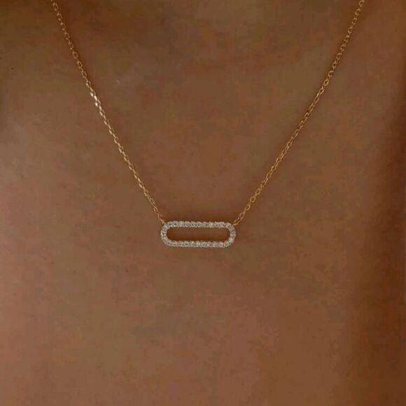 3 for 26 - Gold Rhinestone Oval Necklace - Picture 1 of 4